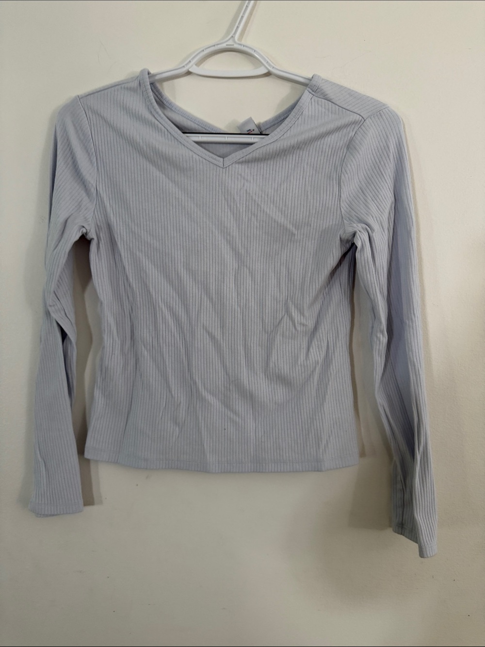 Old Navy Light Blue Ribbed V-Neck Long Sleeve Top